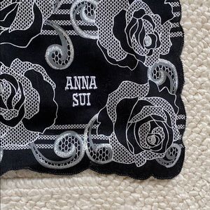Anna Sui Silver Roses Scarf w/ Scalloped Edge